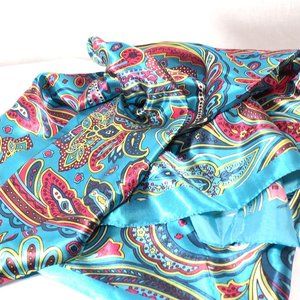 NEW Women's Blue Satin Square Scarf